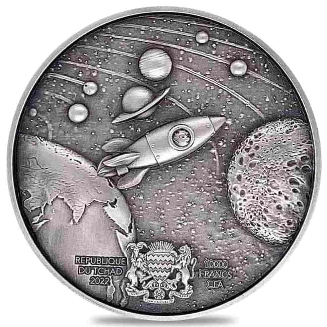 2022 Chad 2 oz Silver Doge on The Moon High Relief Coin NGC MS 70 ER One of First 100