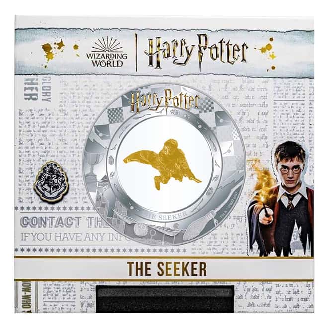 2022 Samoa 2 oz Silver Harry Potter - The Seeker Coin with Gold Insert (w/Box & COA)