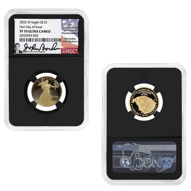 2022-W 1.85 oz Proof Gold Eagle 4-Coin Set NGC PF 70 FD (Boehner Sign)