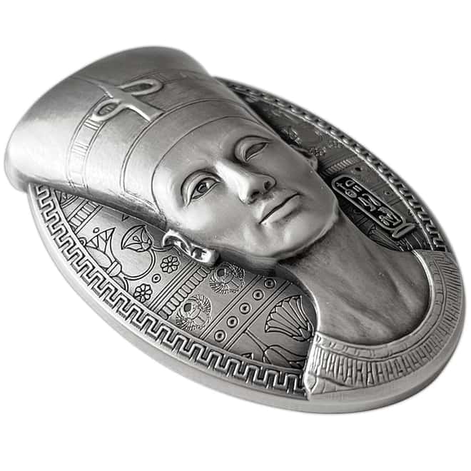 2023 3 oz Silver The Nefertiti Bust 3D Shaped Coin Djibouti .999 Fine (w/Box & COA)