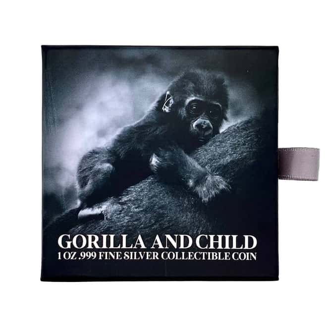 2023 Chad 1 oz Silver Gorilla and Child Coin Serial #6 Shaped High Relief (w/Box)