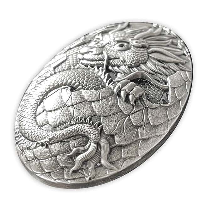 2024 5 oz Silver Dragon Egg 3D Shaped Coin Djibouti .999 Fine (w/Box & COA)