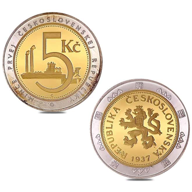 First Czechoslovakia Republic Gold/Silver Bimetallic 10-Coin Set