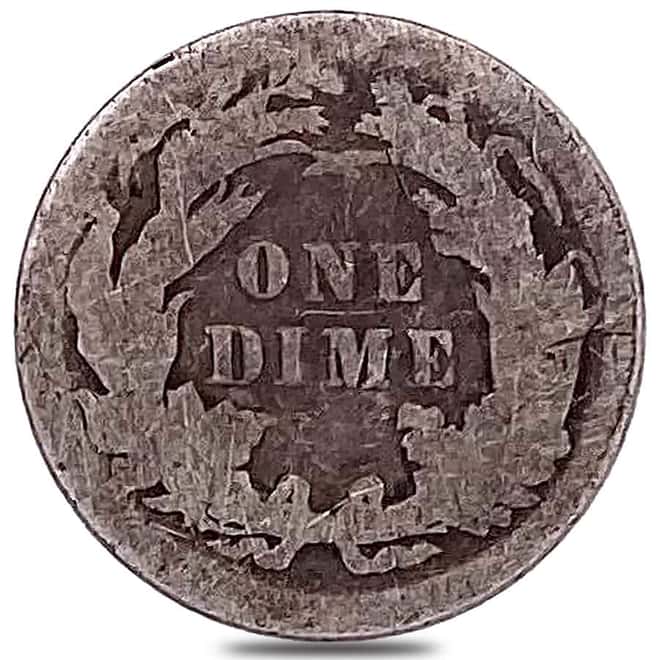 1837-1891 Seated Liberty Dime 10C Silver Coin Circulated (Random Year)