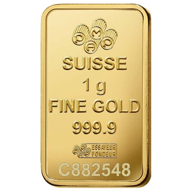 1 Gram PAMP Suisse Rosa Gold Bar .9999 Fine (in Assay)
