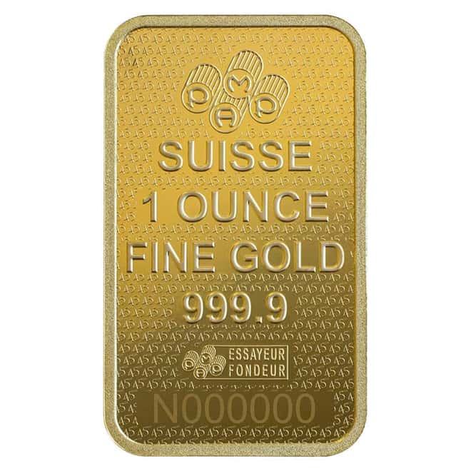 1 oz Gold Bar PAMP Suisse Lady Fortuna 45th Ann (In Assay)