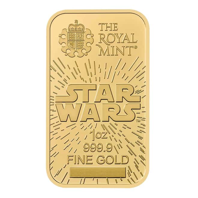 1 oz Royal Mint Star Wars Light Side Gold Bar .9999 Fine (in Assay)