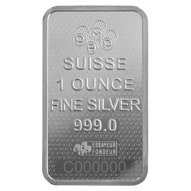 1 oz Silver Bar PAMP Suisse Lady Fortuna 45th Ann (in Assay)