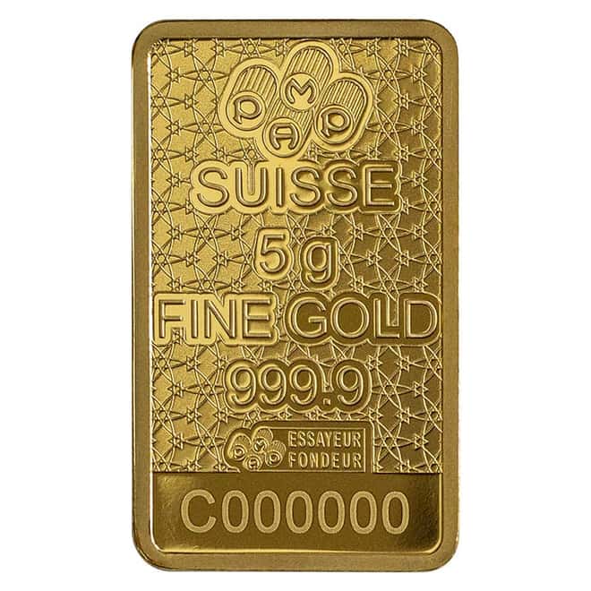 5 gram PAMP Suisse Arabian Horse Gold Bar (w/ Frame)