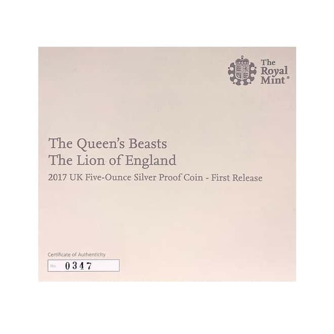 2017 Great Britain 5 oz Silver Queen's Beasts Lion of England NGC PF 70