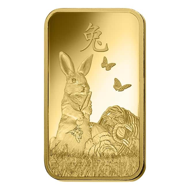 Box of 25 - 1 oz PAMP Suisse Year of the Rabbit Gold Bar (In Assay)