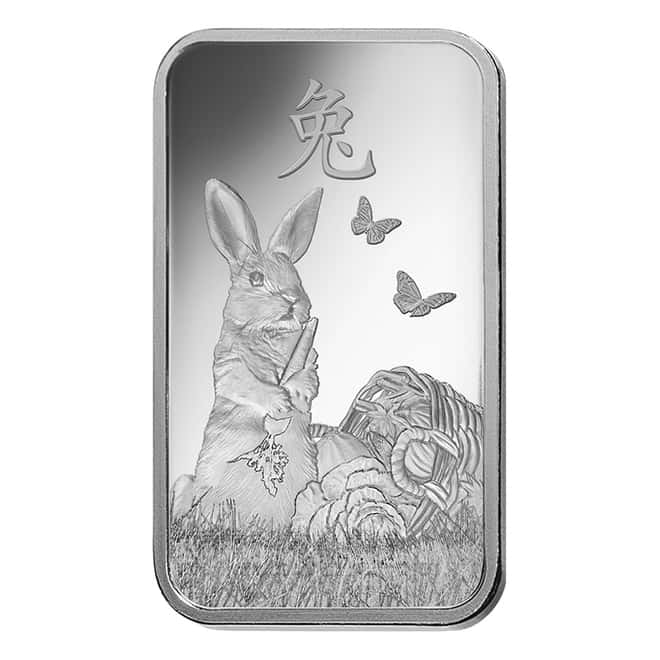 Box of 25 - 1 oz PAMP Suisse Year of the Rabbit Silver Bar (In Assay)
