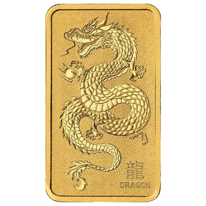 Lot of 25 - 1 oz Perth Mint Lunar Year of the Dragon Gold Bar .9999 Fine (in Assay)