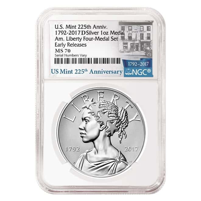 2017 American Liberty 225th Anniversary Silver 4-Medal Set NGC MS/SP/PF 70 ER
