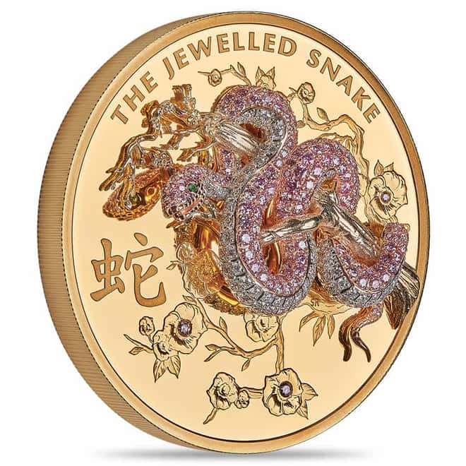 2023 10 oz Proof Gold Jewelled Snake Coin Perth Mint (w/Diamonds)