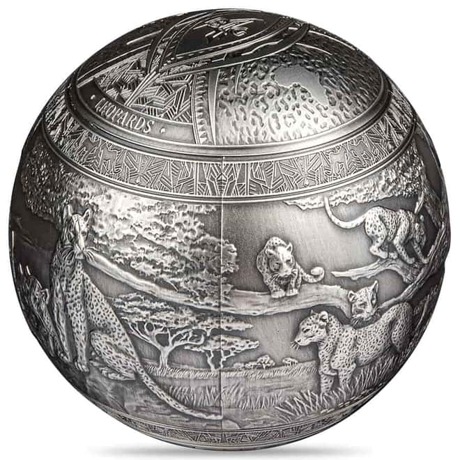 2023 1 Kilo Silver Big Five - Leopard Spherical Coin Djibouti