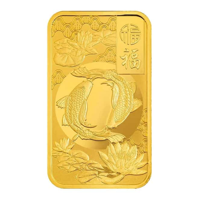 2025 1 oz PAMP Suisse Good Luck Koi Fish Gold Bar .9999 Fine (in Assay)