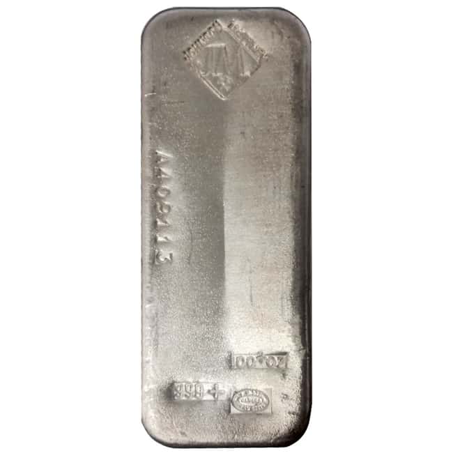 100 oz Johnson Matthey (JM) Vintage Silver Bar .999 Fine