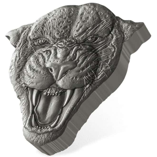 2023 Niue 2 oz Fierce Nature Leopard Shaped Silver Coin
