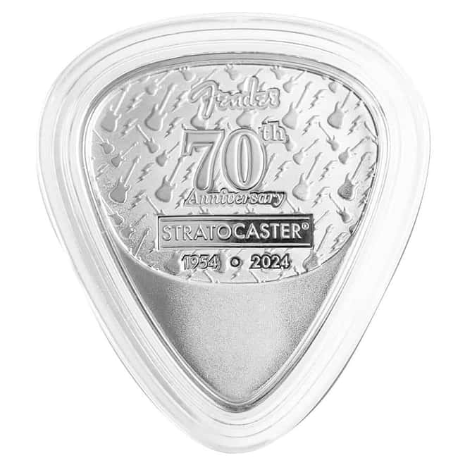 2024 10 Gram PAMP Suisse Silver Guitar Pick Fender® Stratocaster® 70th Ann.