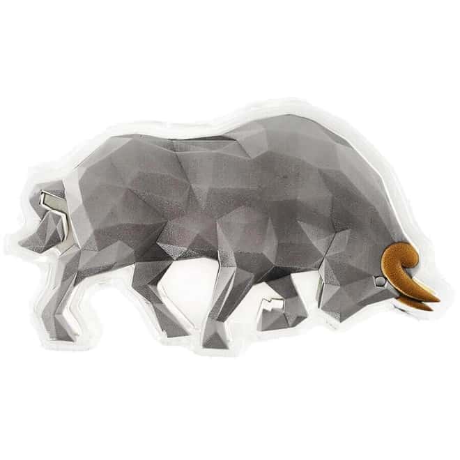 2024 Chad 1 oz Silver Multifaceted Bull Shaped Coin .999 Fine