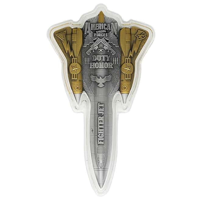 2024 Chad 2 oz Silver Fighter Jet Gilded Shaped Coin .999 Fine