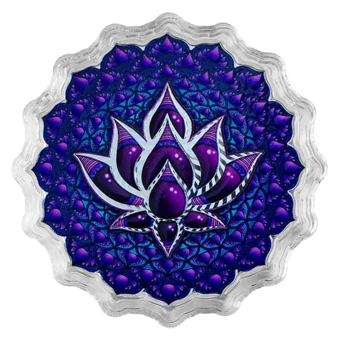 2024 SI 2 oz Lotus of the 7th Chakra Colorized Silver Coin