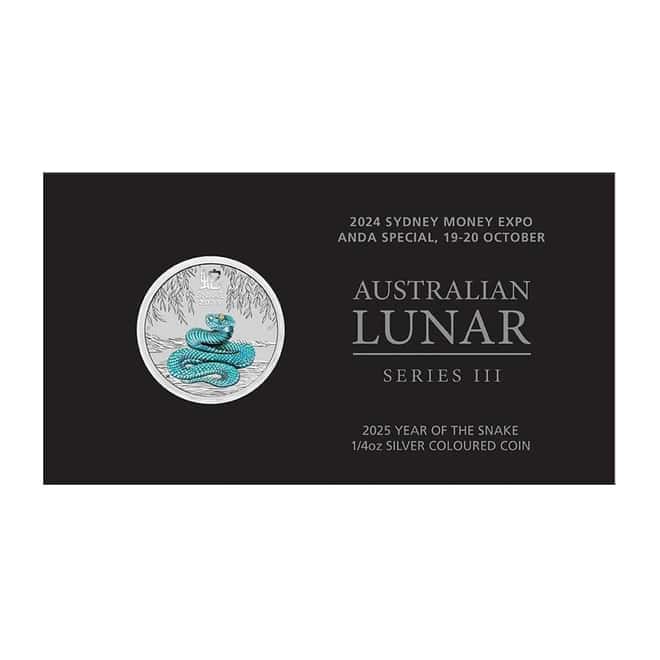 2025 1/4 oz Colorized Silver Lunar Snake Coin Sydney ANDA Expo