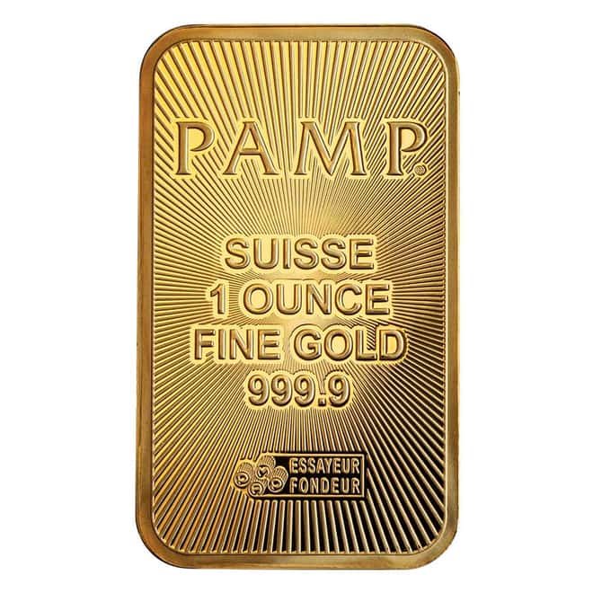 New Design 1 oz PAMP Suisse Gold Bar .9999 (CertiPAMP Assay)