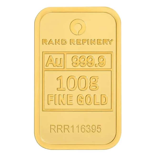 100 Gram Rand Refinery Gold Bar .9999 Fine (in Assay)