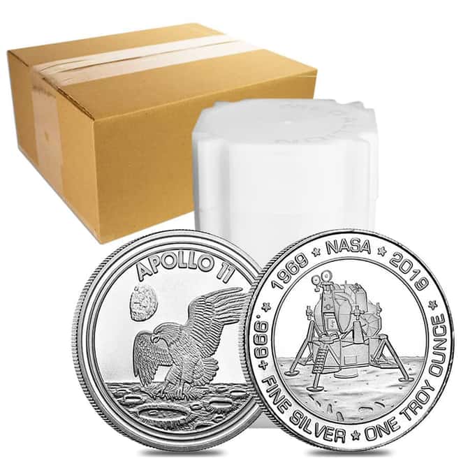 Tube of 20 - 1 oz SilverTowne Apollo 11 Silver Round .999 Fine