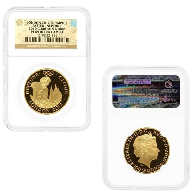 2010 GB 2012 London Olympics Faster Gold 3-Coin Set NGC PF 69