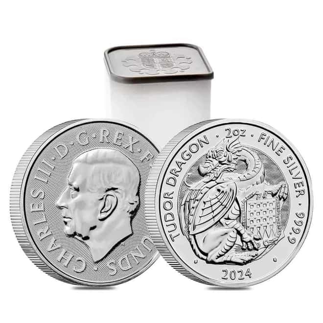 Monster Box of 200 - 2024 GB 2 oz Silver The Tudor Beasts Tudor Dragon Coin BU