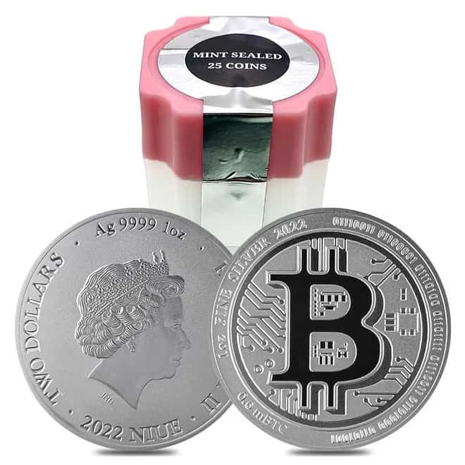 Monster Box of 250 - 2022 Niue 1 oz Bitcoin Silver Coin .9999 Fine BU (10 Rolls of 25)