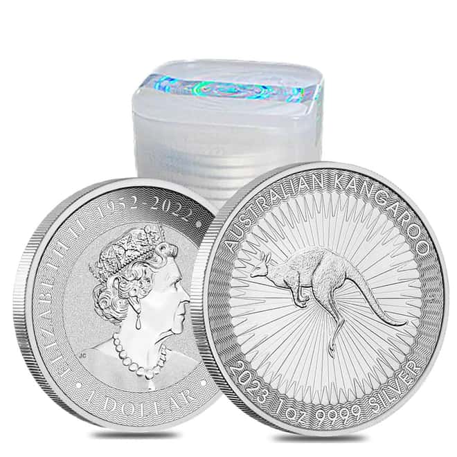 Monster Box of 250 - 2023 1 oz Australian Silver Kangaroo Perth Mint Coin .9999 Fine BU (10 Tube, Lot of 25)