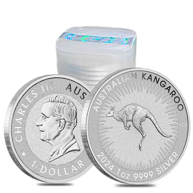 Roll of 25 - 2024 1 oz Australian Silver Kangaroo Perth Mint BU