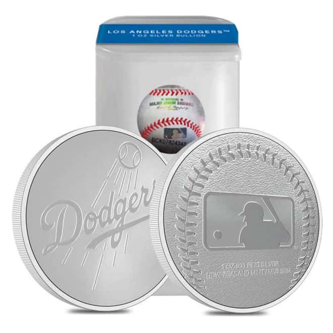 2024 New Zealand 1 oz LA Dodgers Baseball Silver Round .999 Fine