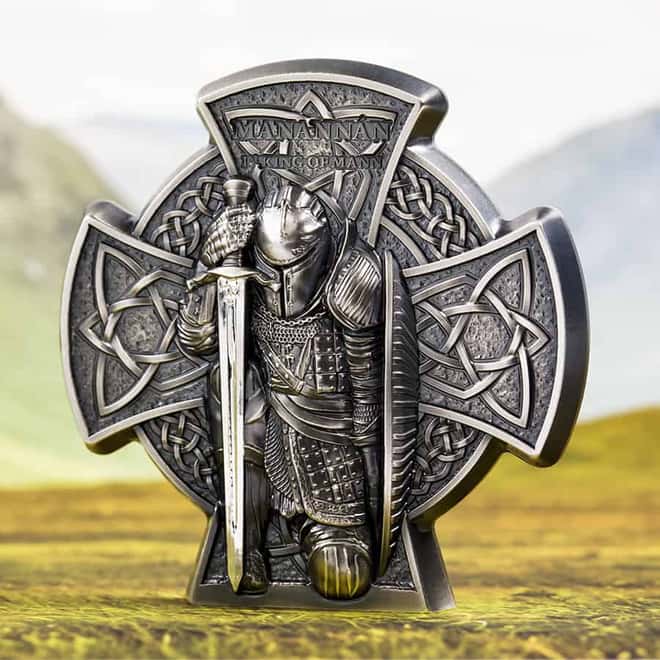 2019 Isle of Man 3 oz Antiqued Silver Manannan Coin