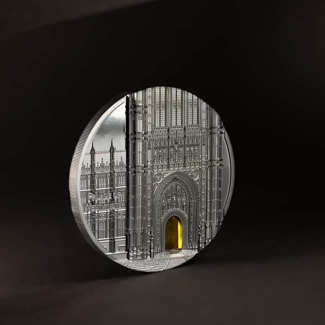 2023 Palau 5 oz Proof Silver Tiffany Art Palace of Westminster Coin