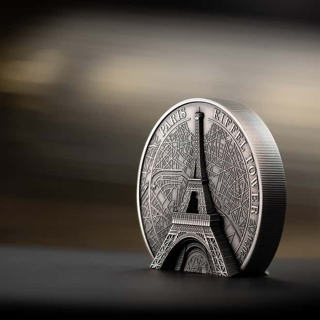 2024 Cook Islands 5 oz Silver Eiffel Tower Coin .9999 Fine
