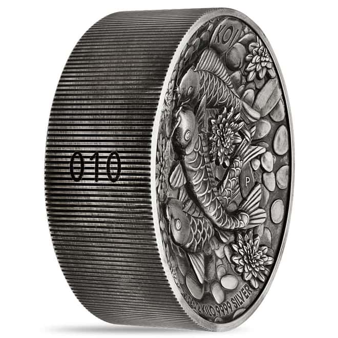 2023 2 Kilo Koi Fish Antiqued Silver Coin Australian Perth Mint