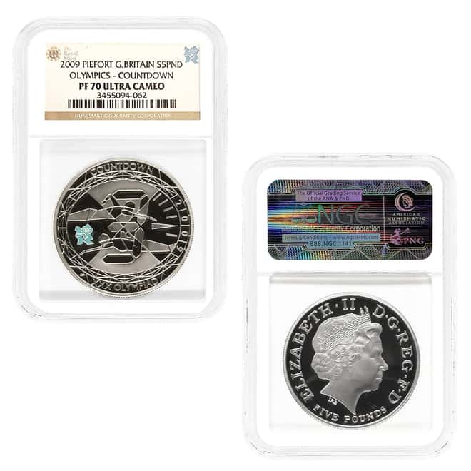 2009 GB 2012 London Olympics Countdown Gold/Silver 3-Coin Set NGC PF 70