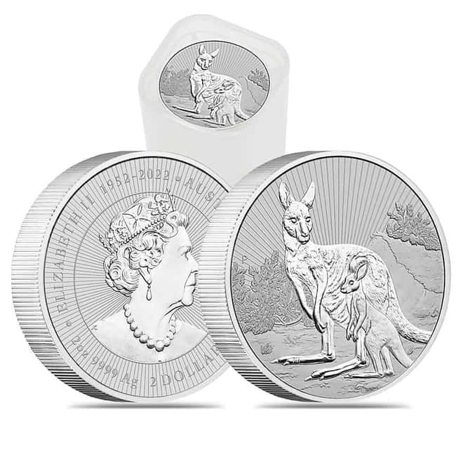 Monster Box of 100 - 2023 2 oz Silver Piedfort Kangaroo Mother and Baby Perth Mint BU