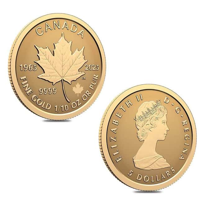 2025 Canada 1.4 oz Gold Maple Canadian Flag 60th Ann 4-Coin Set