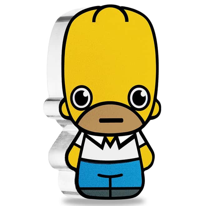 2022 1 oz Tuvalu Homer Simpson Mini Shaped Silver Coin .999 Fine (w/Box & COA)