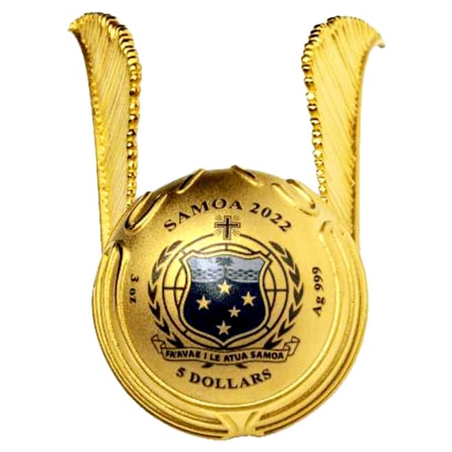2022 Samoa 3 oz Silver Harry Potter Golden Snitch 3D Shaped Coin .999 Fine (w/Box & COA)