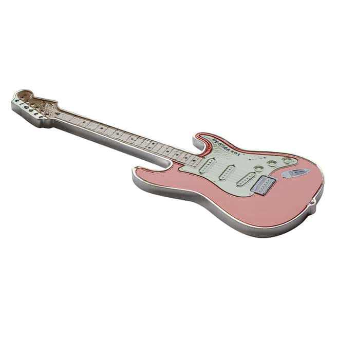 2022 1 oz Silver Fender Stratocaster Fiesta Red Guitar Shaped Coin Solomon Islands .9999 Fine (w/Box)