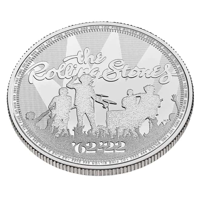 Box of 100 - 2022 Great Britain 1 oz Silver Music Legends The Rolling Stones Coin .999 Fine BU
