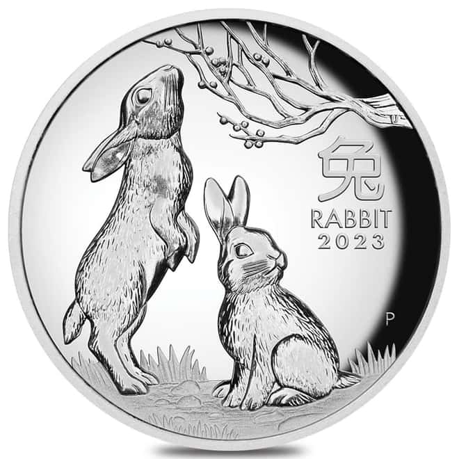 2023 1 oz Proof High Relief Silver Lunar Year of The Rabbit Australian Perth Mint (w/Box & COA)