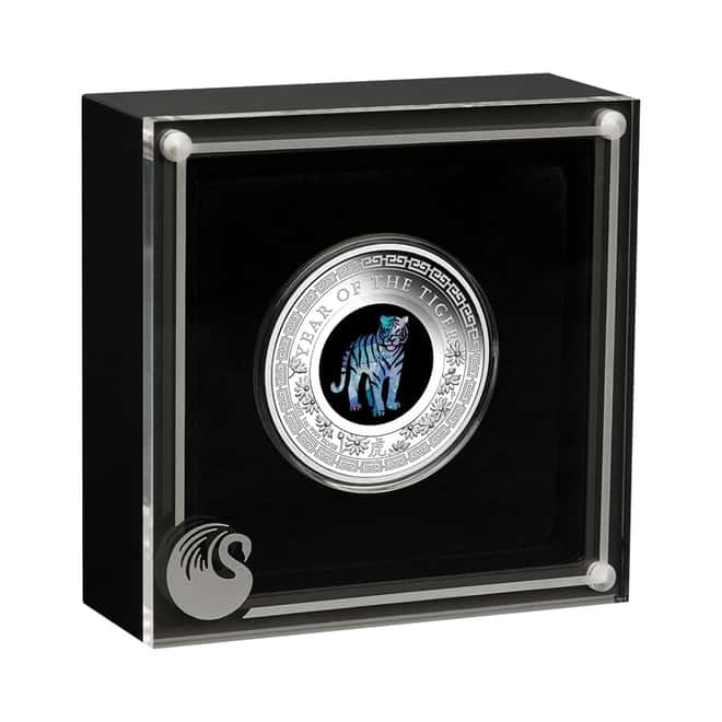 2022 1 oz Proof Silver Lunar Year of the Tiger Opal Coin Australian Perth Mint (w/Box & COA)